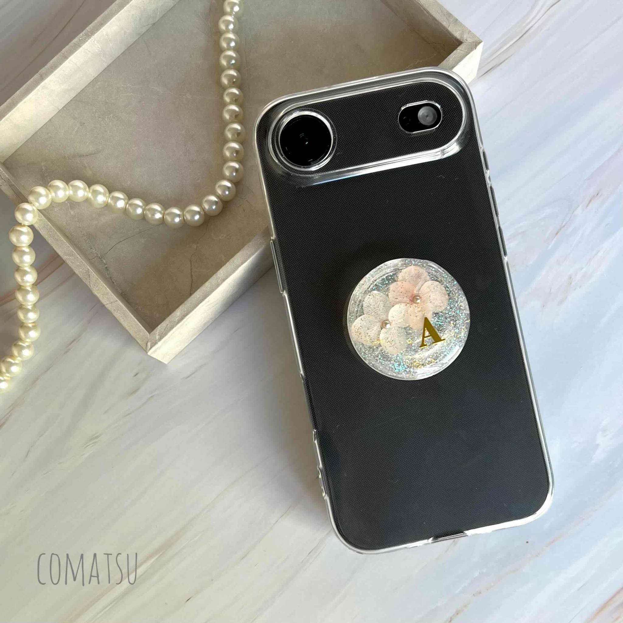 “イニシャル入り” きらきらDryFlower グリップソケット スマホソケット スマホスタンド スマホアイテム | 6枚目